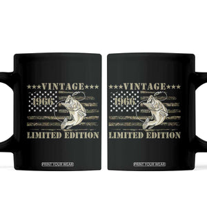 60th Birthday Fishing Vintage 1966 Limited Edition Coffee Mug Bass Fishing Camouflage American Flag Fisherman Gift