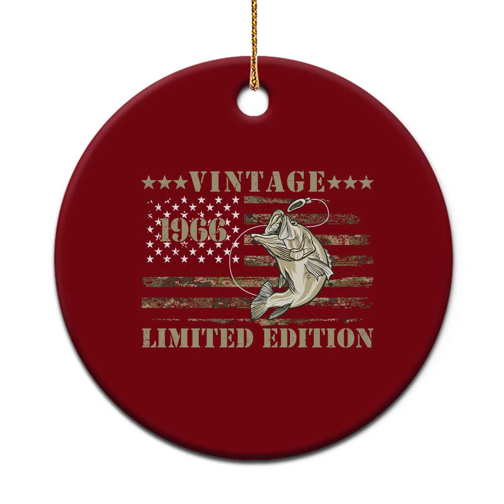 60th Birthday Fishing Vintage 1966 Limited Edition Ceramic Ornament Bass Fishing Camouflage American Flag Fisherman Gift TS14 1pc Red Print Your Wear