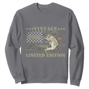 60th Birthday Fishing Vintage 1966 Limited Edition Sweatshirt Bass Fishing Camouflage American Flag Fisherman Gift