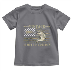 60th Birthday Fishing Vintage 1966 Limited Edition Toddler T Shirt Bass Fishing Camouflage American Flag Fisherman Gift
