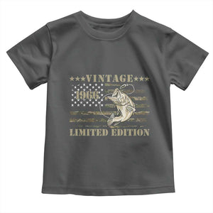 60th Birthday Fishing Vintage 1966 Limited Edition Toddler T Shirt Bass Fishing Camouflage American Flag Fisherman Gift