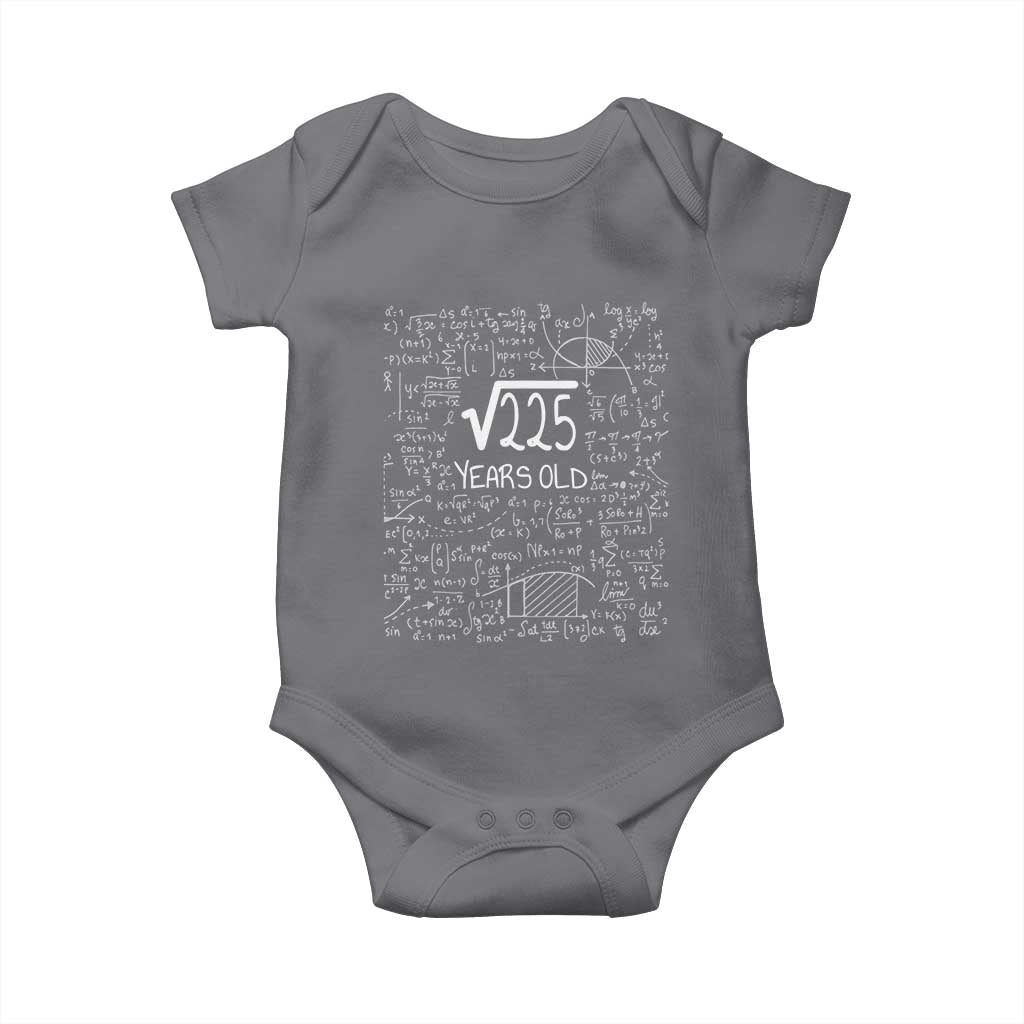 15th Birthday Math Baby Onesie Square Root of 225 Funny Math Nerd 15 Year Old Gift