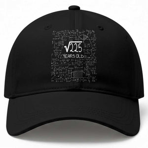 15th Birthday Math Baseball Cap Square Root of 225 Funny Math Nerd 15 Year Old Gift