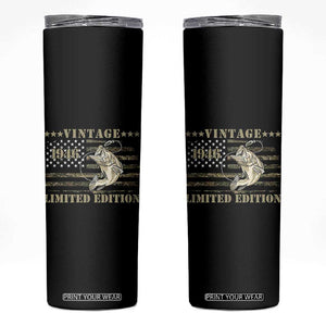 80th Birthday Fishing Vintage 1946 Limited Edition Skinny Tumbler Bass Fishing Camouflage American Flag Fisherman Gift