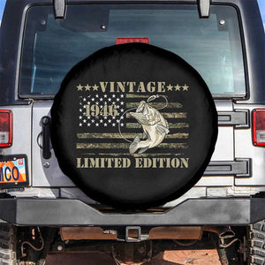 80th Birthday Fishing Vintage 1946 Limited Edition Spare Tire Cover Bass Fishing Camouflage American Flag Fisherman Gift