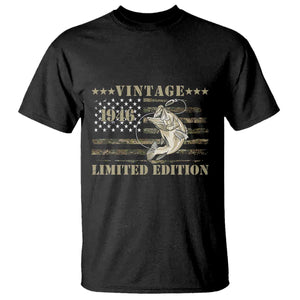 80th Birthday Fishing Vintage 1946 Limited Edition T Shirt Bass Fishing Camouflage American Flag Fisherman Gift