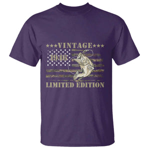 80th Birthday Fishing Vintage 1946 Limited Edition T Shirt Bass Fishing Camouflage American Flag Fisherman Gift