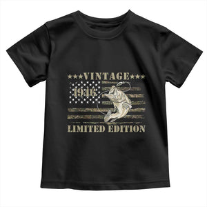 80th Birthday Fishing Vintage 1946 Limited Edition Toddler T Shirt Bass Fishing Camouflage American Flag Fisherman Gift