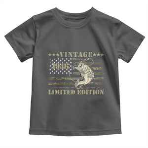 80th Birthday Fishing Vintage 1946 Limited Edition Toddler T Shirt Bass Fishing Camouflage American Flag Fisherman Gift