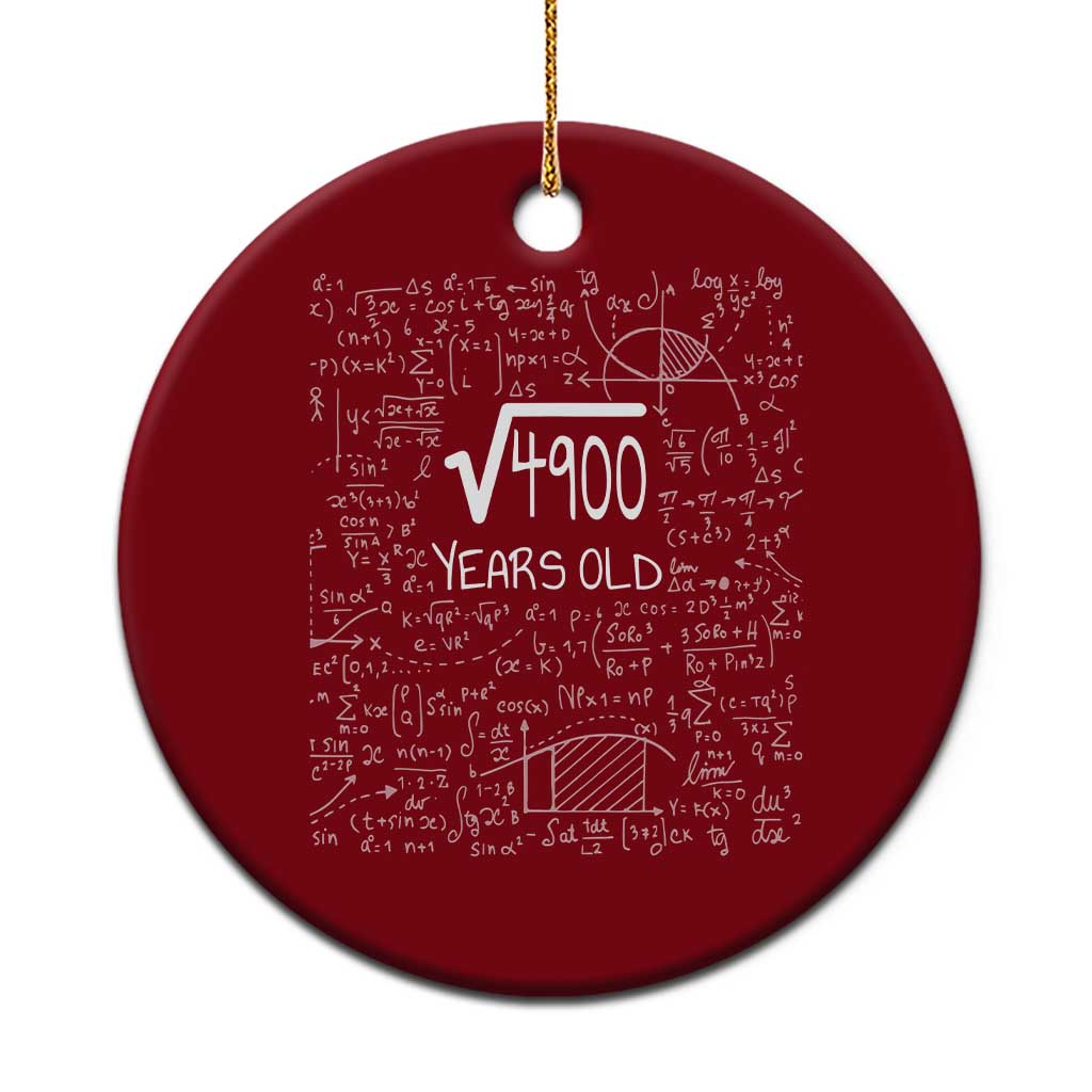 70th Birthday Math Ceramic Ornament Square Root of 4900 Funny Math Nerd 70 Year Old Gift TS14 1pc Red Print Your Wear