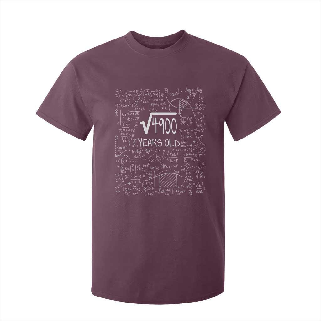 70th Birthday Math T Shirt For Kid Square Root of 4900 Funny Math Nerd 70 Year Old Gift