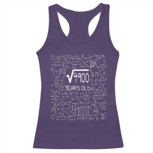 70th Birthday Math Racerback Tank Top Square Root of 4900 Funny Math Nerd 70 Year Old Gift