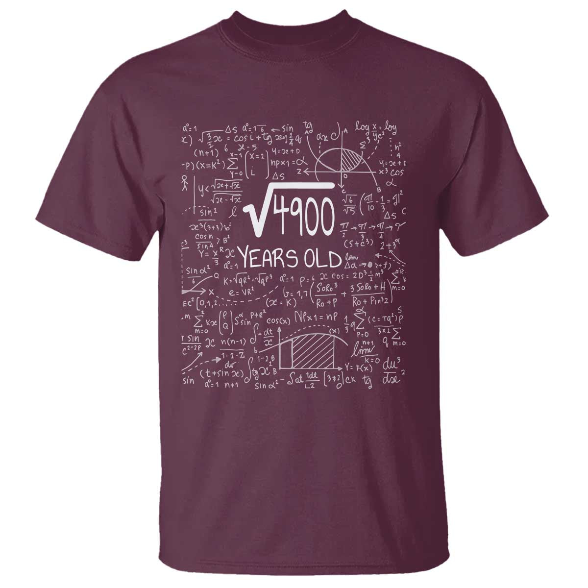 70th Birthday Math T Shirt Square Root of 4900 Funny Math Nerd 70 Year Old Gift