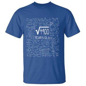 70th Birthday Math T Shirt Square Root of 4900 Funny Math Nerd 70 Year Old Gift