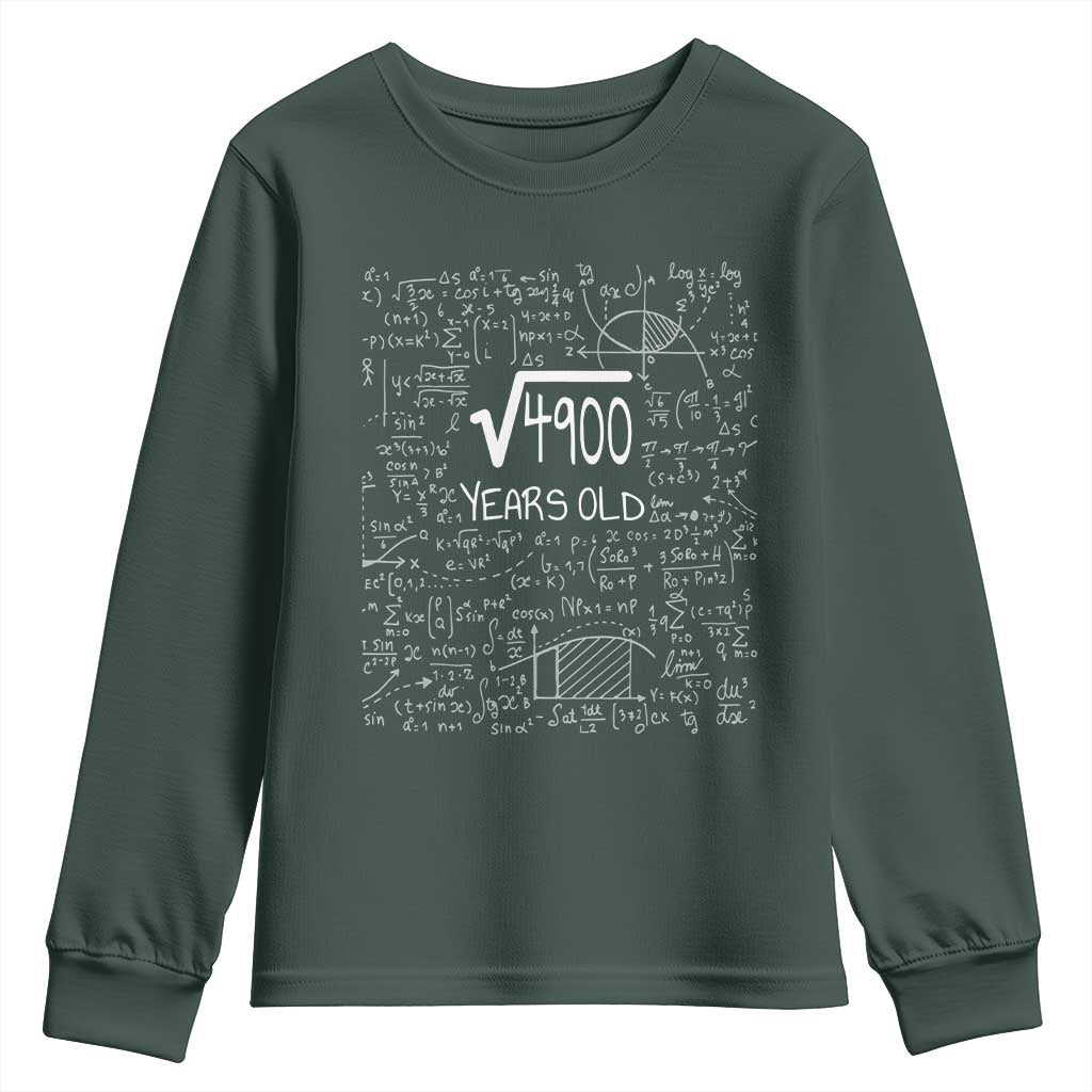 70th Birthday Math Youth Sweatshirt Square Root of 4900 Funny Math Nerd 70 Year Old Gift