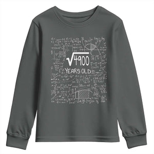 70th Birthday Math Youth Sweatshirt Square Root of 4900 Funny Math Nerd 70 Year Old Gift