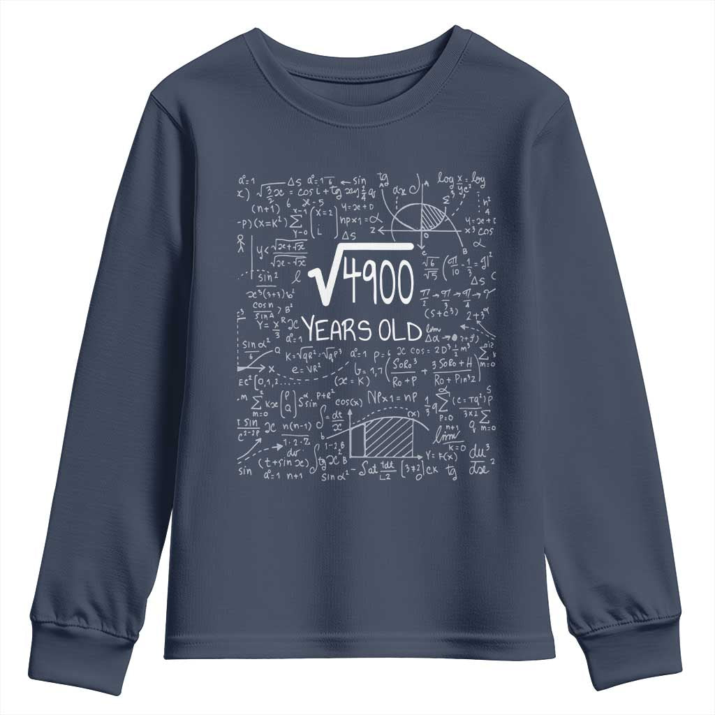 70th Birthday Math Youth Sweatshirt Square Root of 4900 Funny Math Nerd 70 Year Old Gift