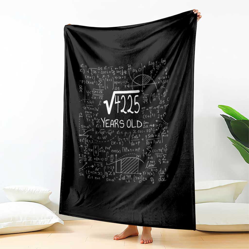 65th Birthday Math Throw Blanket Square Root of 4225 Funny Math Nerd 65 Year Old Gift