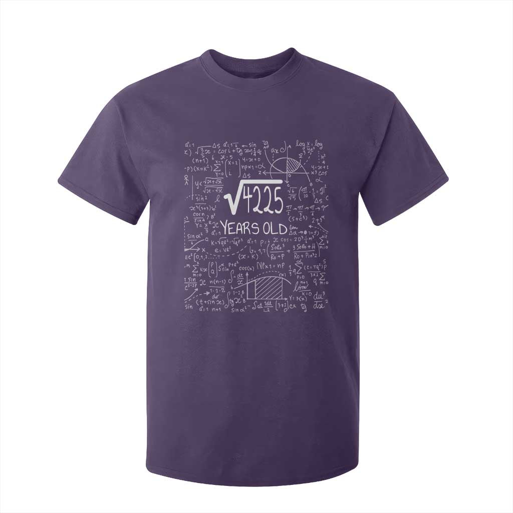 65th Birthday Math T Shirt For Kid Square Root of 4225 Funny Math Nerd 65 Year Old Gift