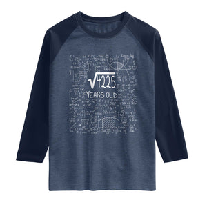 65th Birthday Math Raglan Shirt Square Root of 4225 Funny Math Nerd 65 Year Old Gift