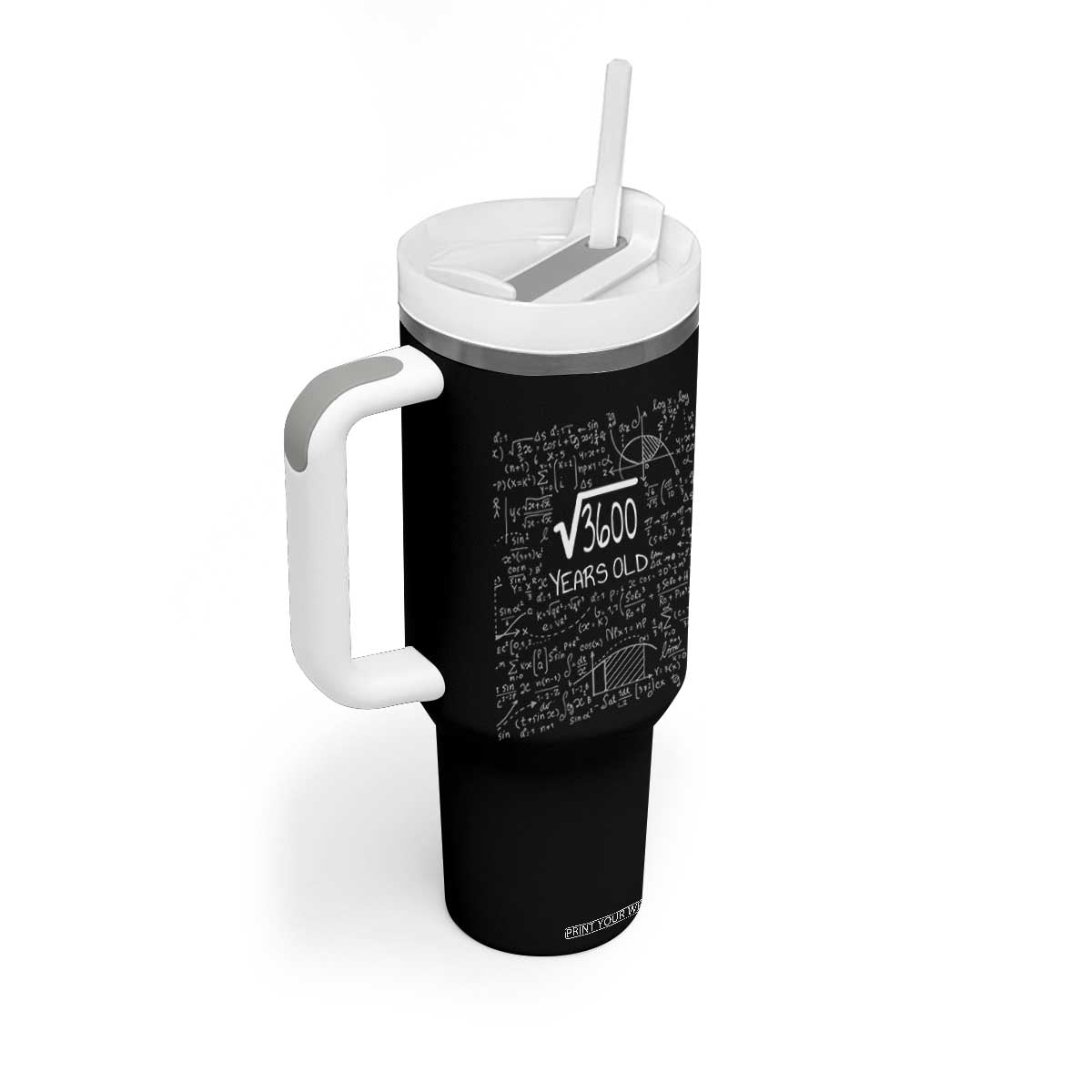 60th Birthday Math Tumbler With Handle Square Root of 3600 Funny Math Nerd 60 Year Old Gift