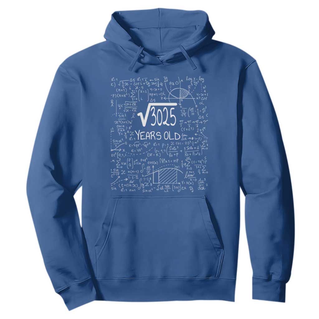 55th Birthday Math Hoodie Square Root of 3025 Funny Math Nerd 55 Year Old Gift