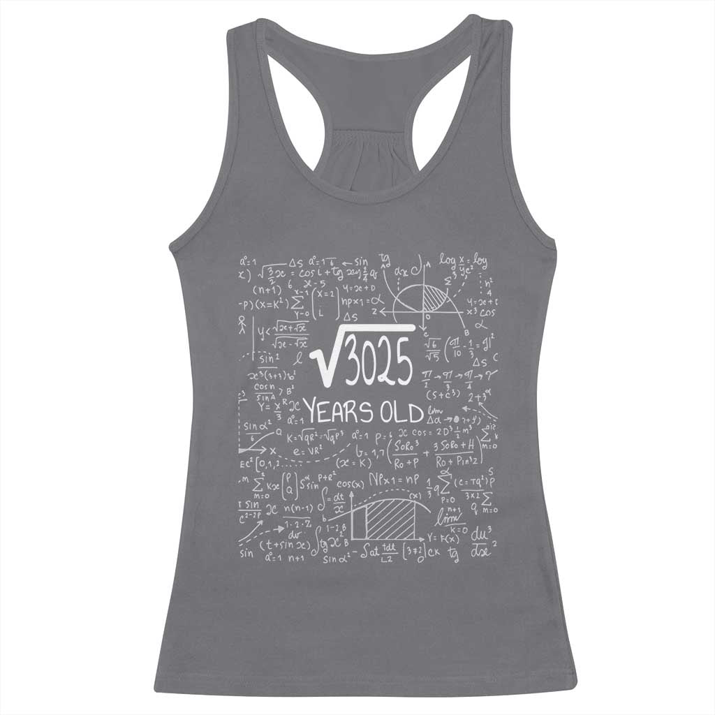 55th Birthday Math Racerback Tank Top Square Root of 3025 Funny Math Nerd 55 Year Old Gift