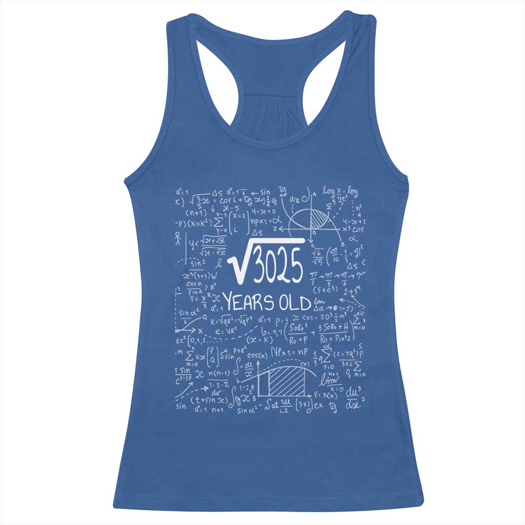 55th Birthday Math Racerback Tank Top Square Root of 3025 Funny Math Nerd 55 Year Old Gift