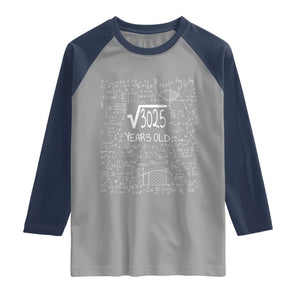 55th Birthday Math Raglan Shirt Square Root of 3025 Funny Math Nerd 55 Year Old Gift