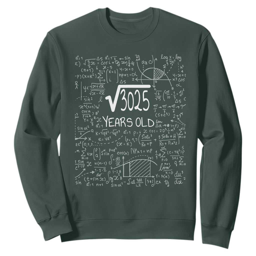 55th Birthday Math Sweatshirt Square Root of 3025 Funny Math Nerd 55 Year Old Gift