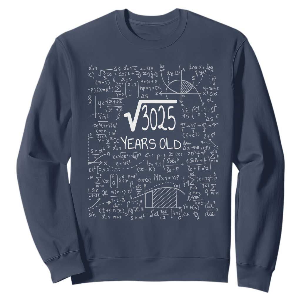 55th Birthday Math Sweatshirt Square Root of 3025 Funny Math Nerd 55 Year Old Gift