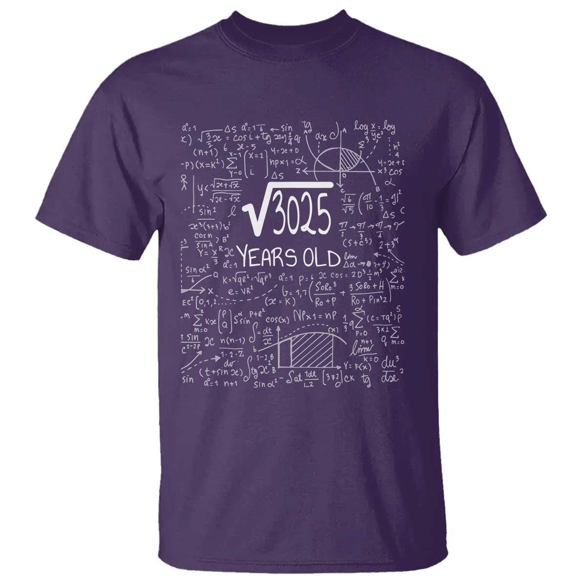 55th Birthday Math T Shirt Square Root of 3025 Funny Math Nerd 55 Year Old Gift