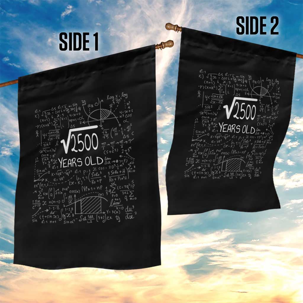 50th Birthday Math Garden Flag Square Root of 2500 Funny Math Nerd 50 Year Old Gift