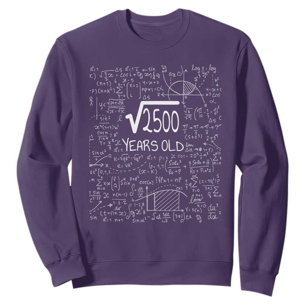 50th Birthday Math Sweatshirt Square Root of 2500 Funny Math Nerd 50 Year Old Gift