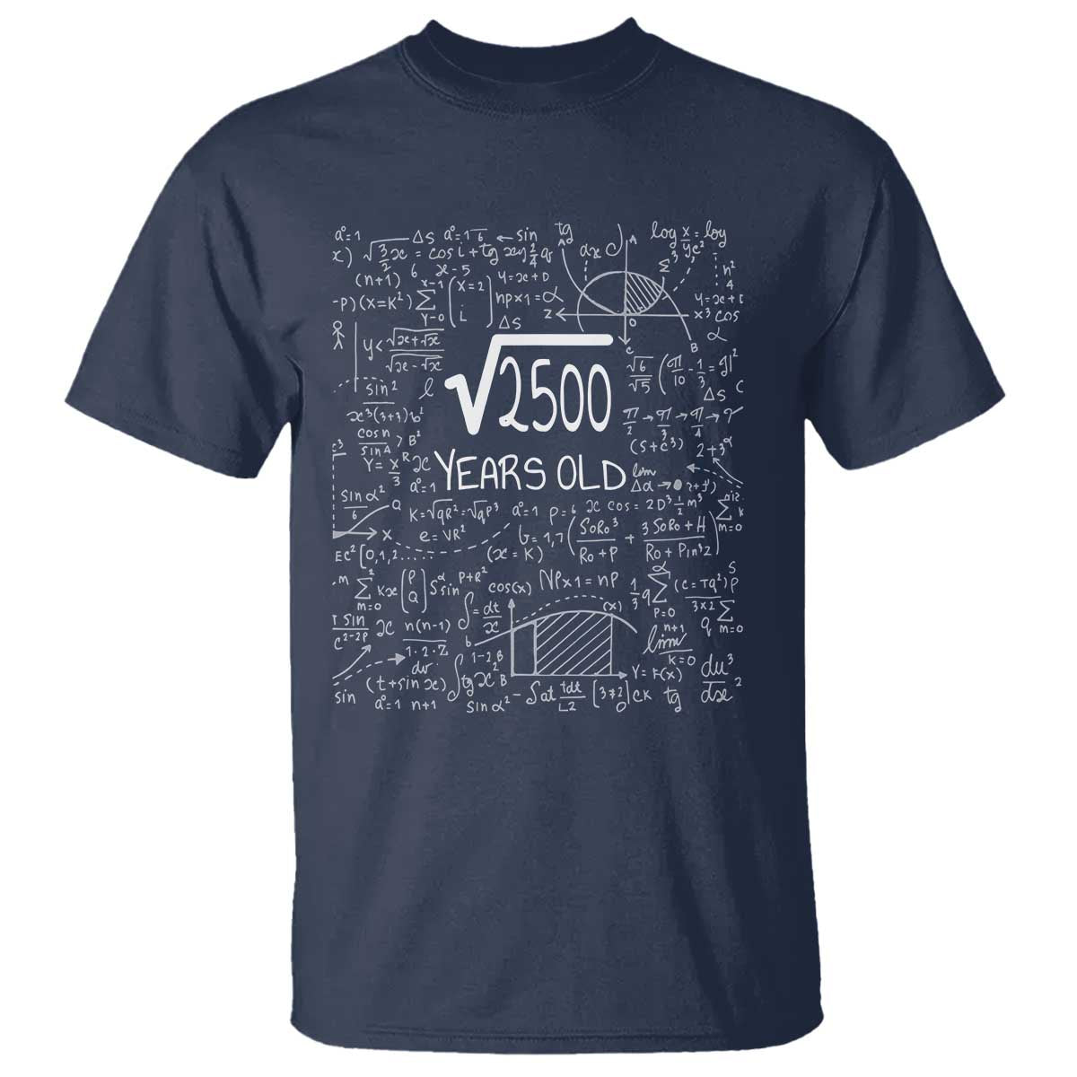 50th Birthday Math T Shirt Square Root of 2500 Funny Math Nerd 50 Year Old Gift