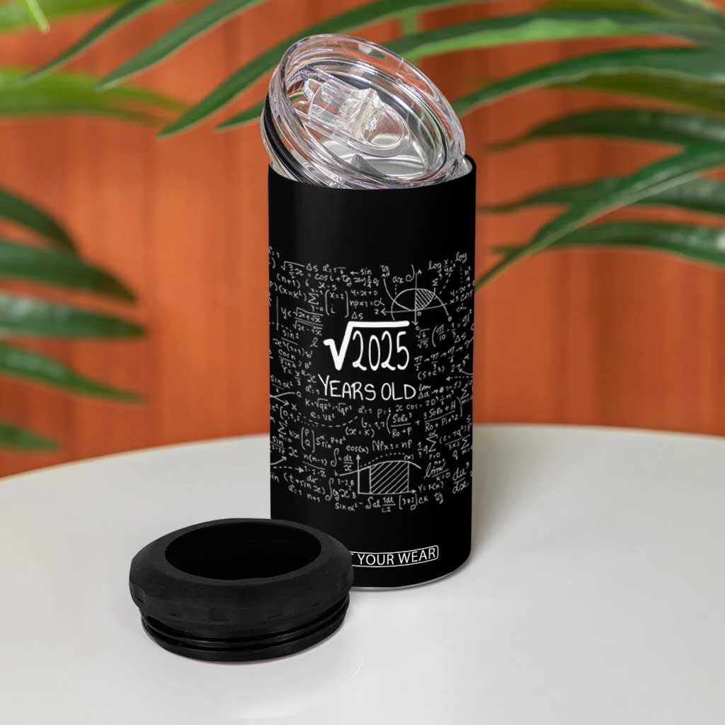45th Birthday Math 4 in 1 Can Cooler Tumbler Square Root of 2025 Funny Math Nerd 45 Year Old Gift