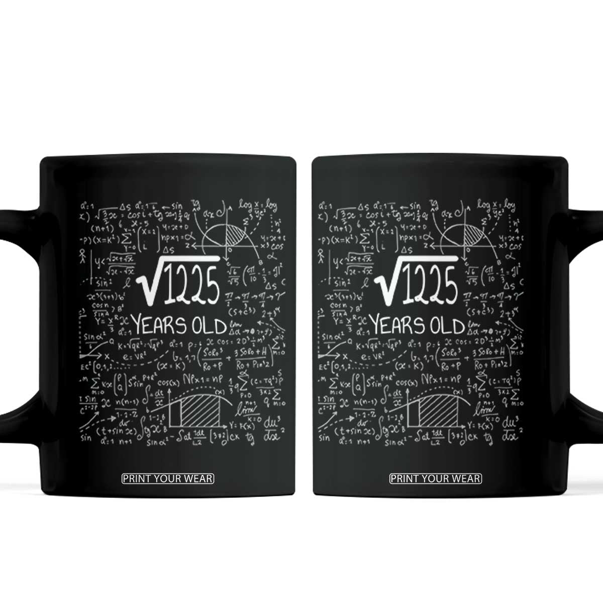 35th Birthday Math Coffee Mug Square Root of 1225 Funny Math Nerd 35 Year Old Gift