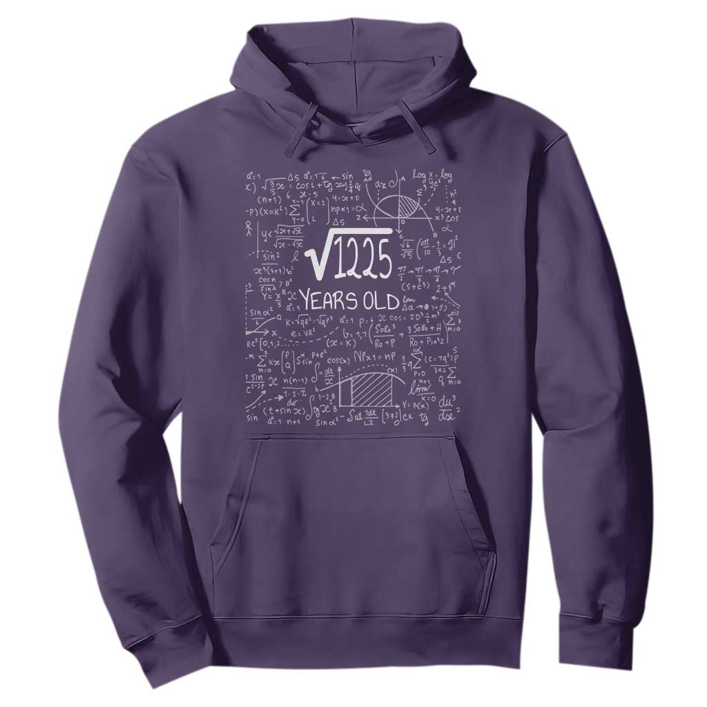 35th Birthday Math Hoodie Square Root of 1225 Funny Math Nerd 35 Year Old Gift