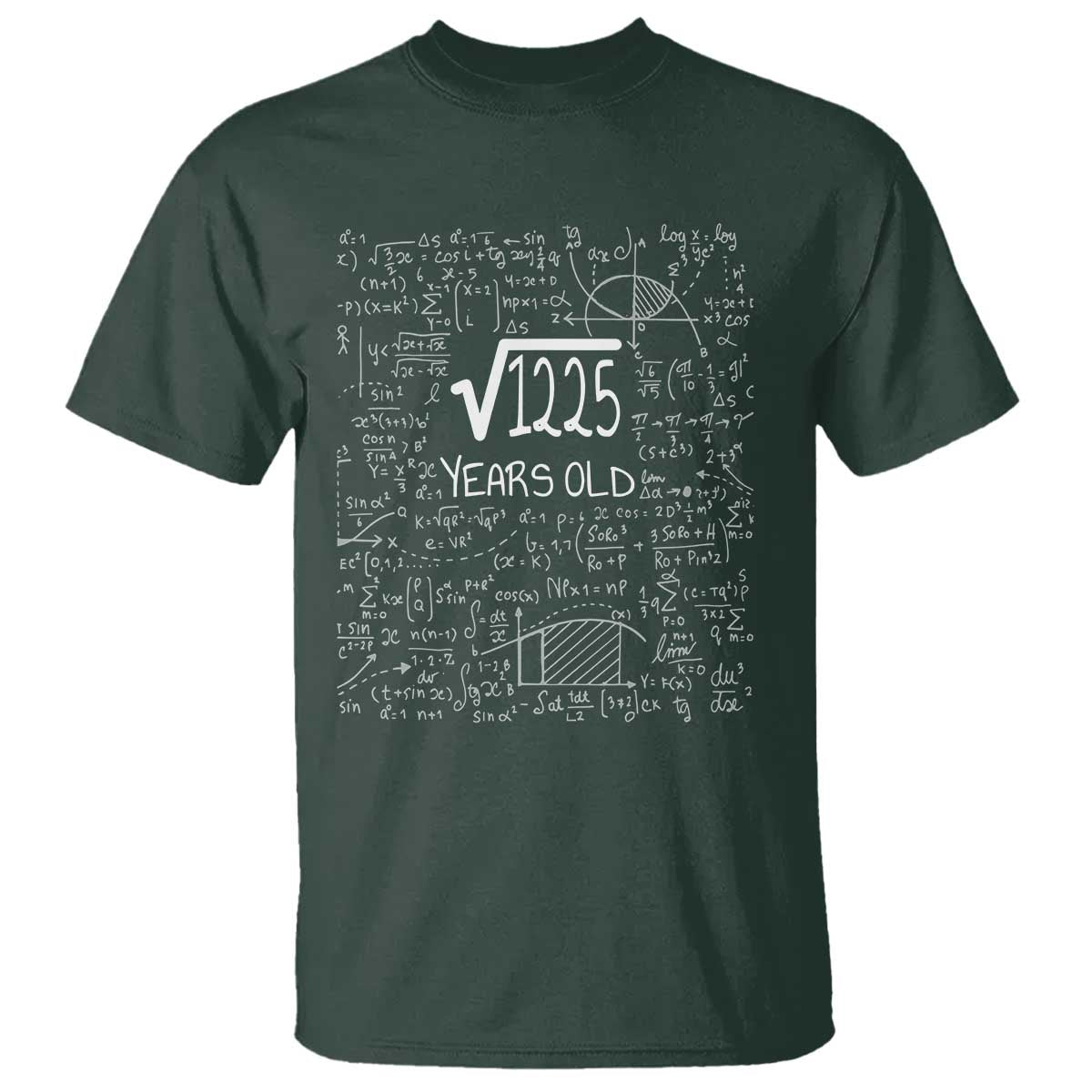 35th Birthday Math T Shirt Square Root of 1225 Funny Math Nerd 35 Year Old Gift