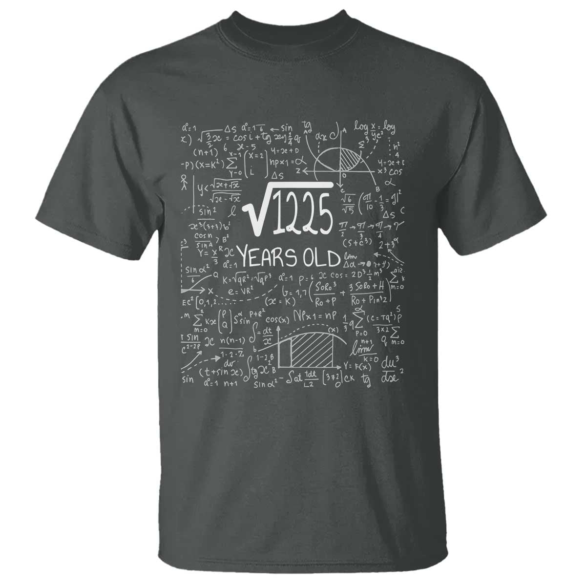 35th Birthday Math T Shirt Square Root of 1225 Funny Math Nerd 35 Year Old Gift