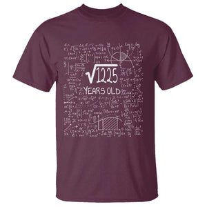 35th Birthday Math T Shirt Square Root of 1225 Funny Math Nerd 35 Year Old Gift
