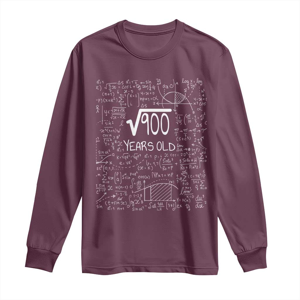 30th Birthday Math Long Sleeve Shirt Square Root of 900 Funny Math Nerd 30 Year Old Gift
