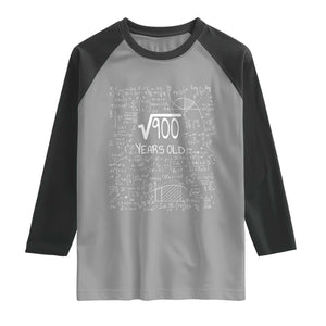 30th Birthday Math Raglan Shirt Square Root of 900 Funny Math Nerd 30 Year Old Gift