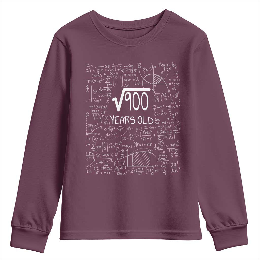 30th Birthday Math Youth Sweatshirt Square Root of 900 Funny Math Nerd 30 Year Old Gift