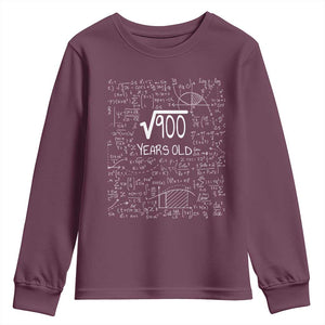 30th Birthday Math Youth Sweatshirt Square Root of 900 Funny Math Nerd 30 Year Old Gift