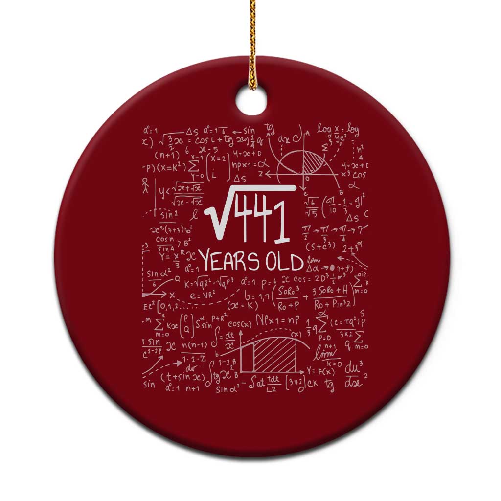 21st Birthday Math Ceramic Ornament Square Root of 441 Funny Math Nerd 21 Year Old Gift