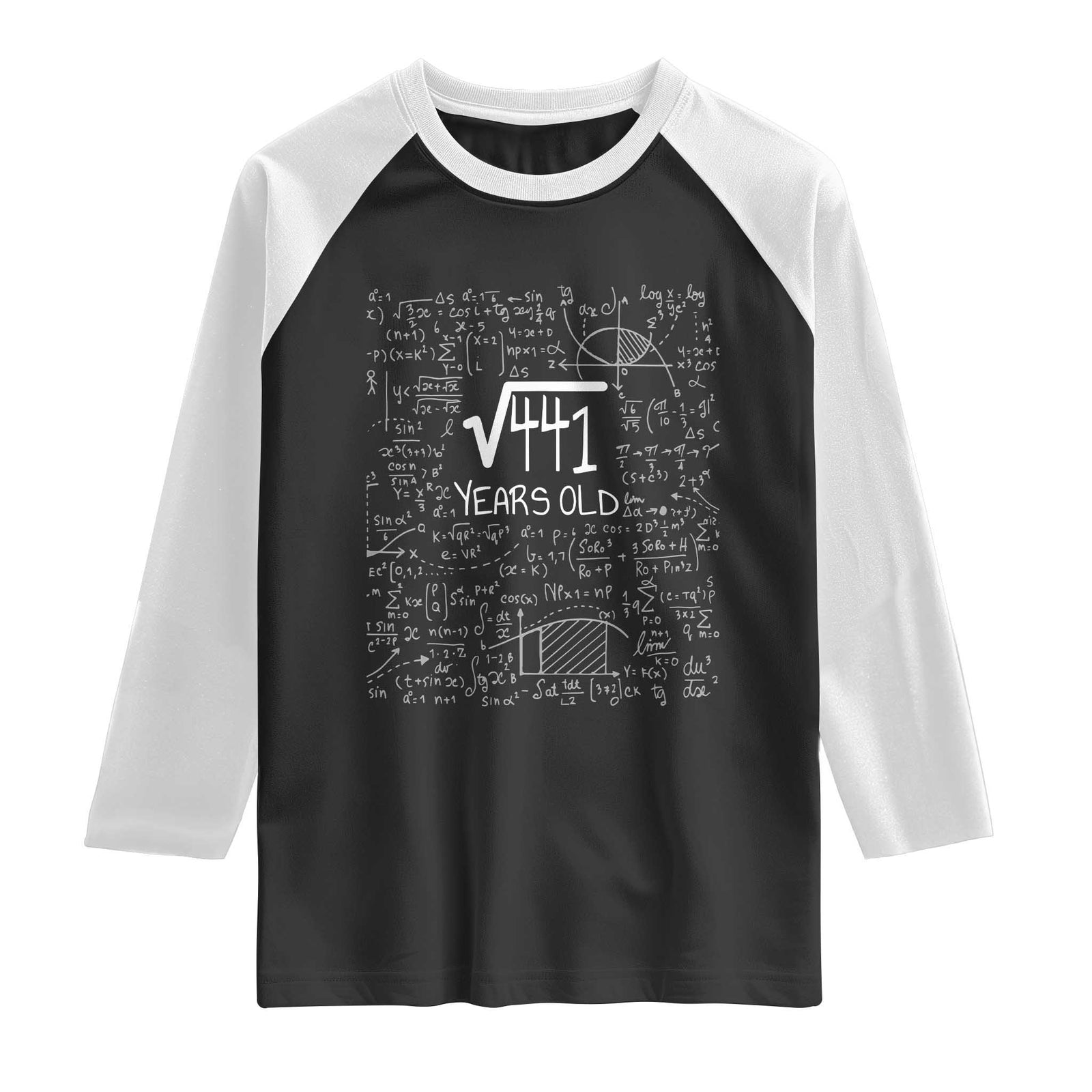 21st Birthday Math Raglan Shirt Square Root of 441 Funny Math Nerd 21 Year Old Gift TS14 Black White Print Your Wear