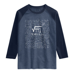 21st Birthday Math Raglan Shirt Square Root of 441 Funny Math Nerd 21 Year Old Gift