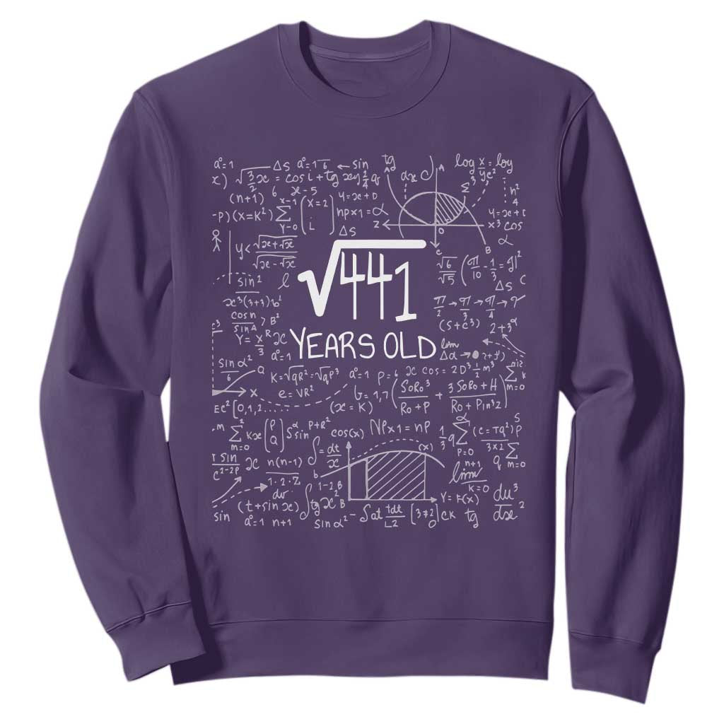 21st Birthday Math Sweatshirt Square Root of 441 Funny Math Nerd 21 Year Old Gift