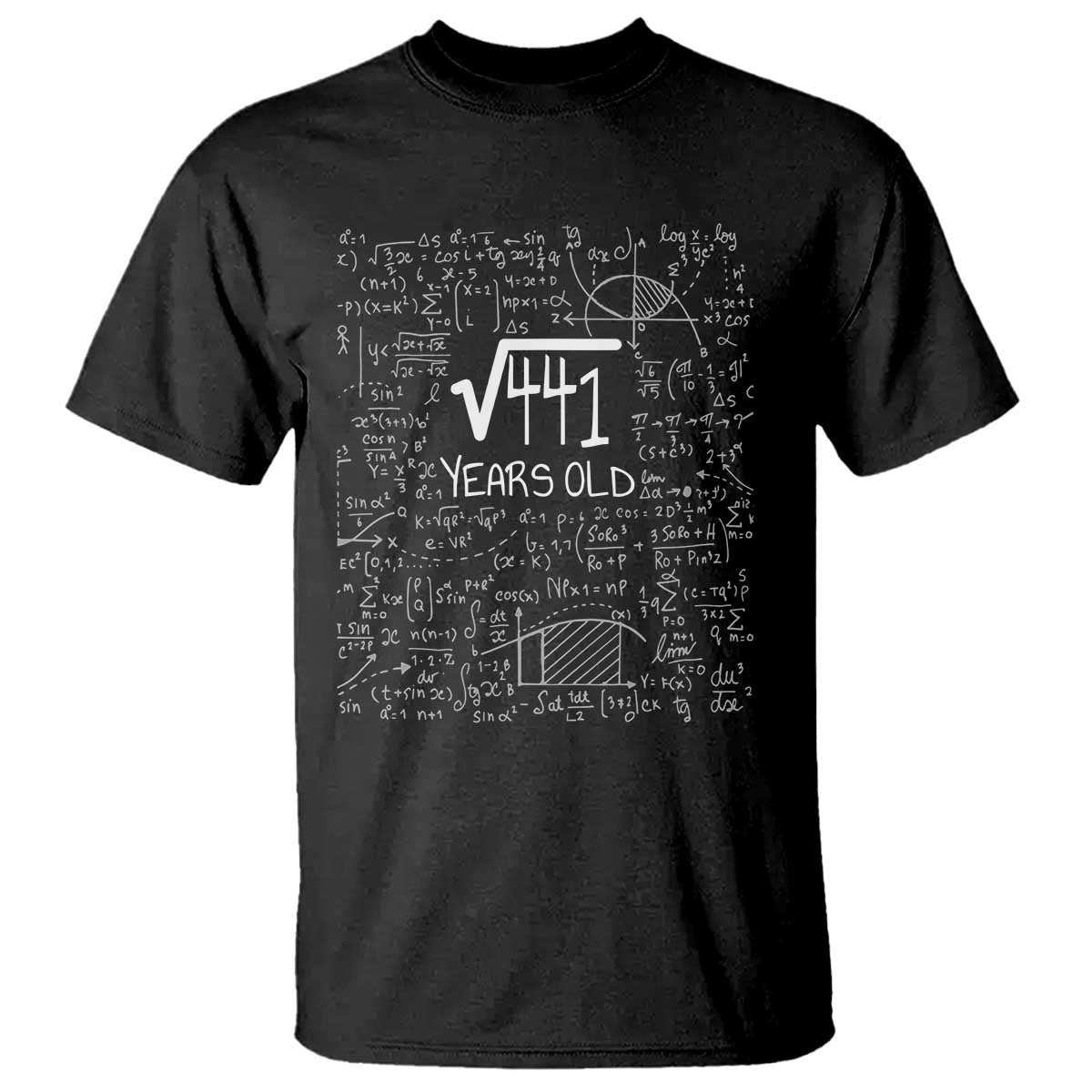 21st Birthday Math T Shirt Square Root of 441 Funny Math Nerd 21 Year Old Gift TS14 Black Print Your Wear